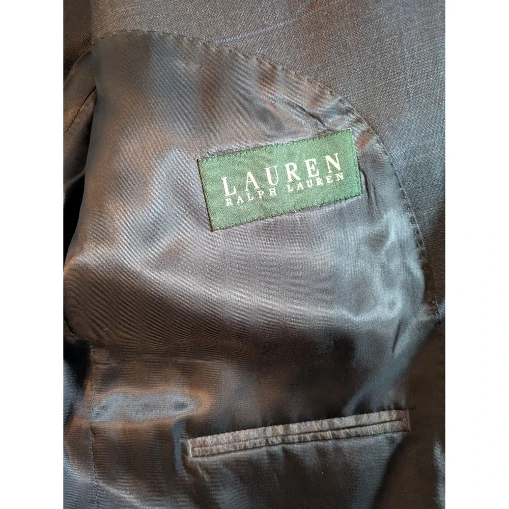 Lauren Ralph Lauren Blazer Men‎ Green Label Wool 40R Charcoal Gray Plaid